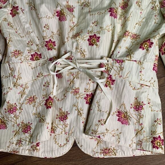 New floral jacket with lace up lower back. Cottage core‎ business casual earthy - Picture 4 of 9